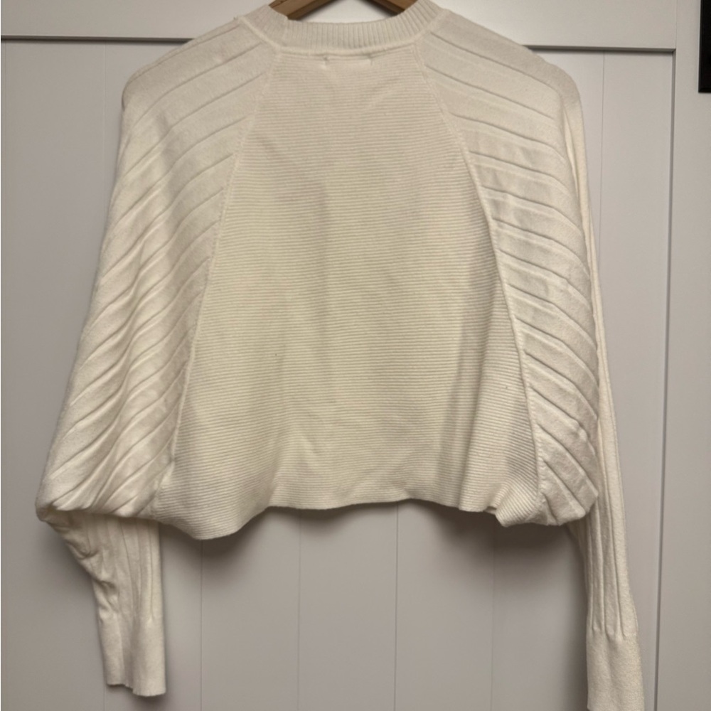 Cream Ribbed Cropped Sweater - Picture 2 of 4
